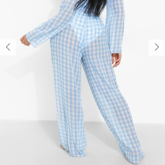 SHEER Gingham Cover Up Pants - Picture 2 of 5